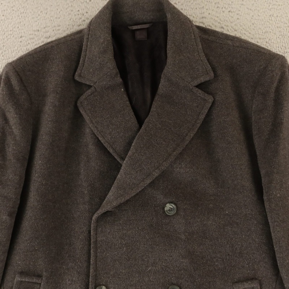 Claiborne Pea Coat Mens XL Gray Wool Blend Overcoat Flannel - Picture 2 of 11